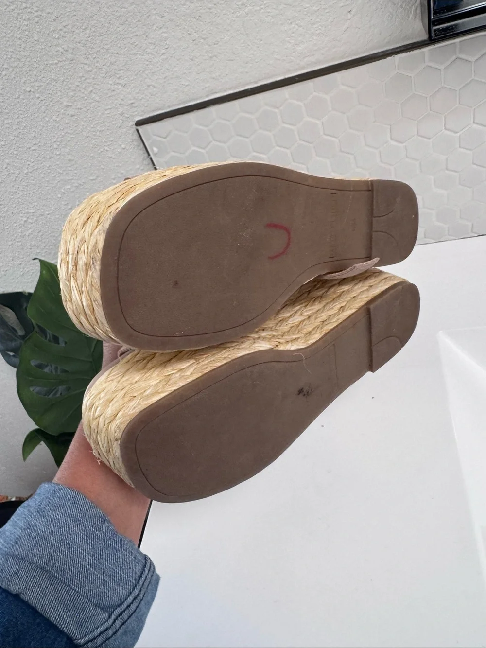 Marc Fisher Nude Platform Espadrilles Sandal With Ankle Strap Perfect Summer